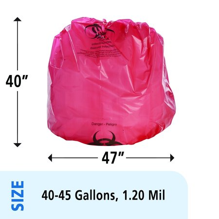 Stout By Envision 40 gal - 45 gal Trash Bags, Red, 100 PK B4549R12